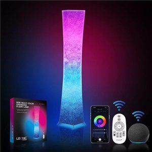 61" Soft Light Floor Lamp Game Room and TV, RGB Color Changing LED Fabric Shade